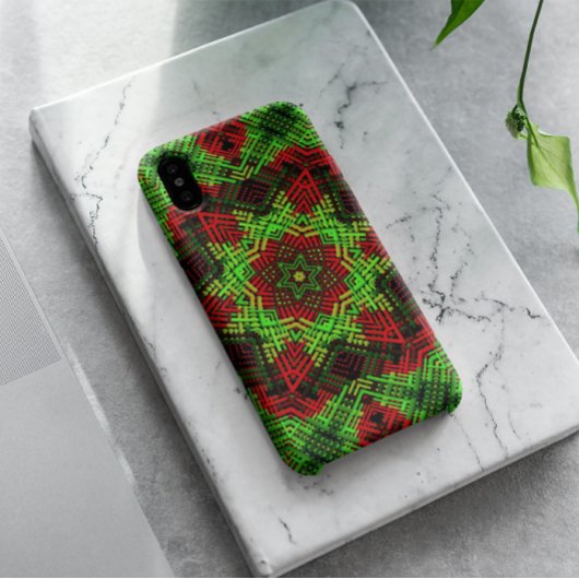 Weave Mandala Green en Red Case-Mate iPhone Case