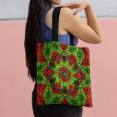 Weave Mandala Green en Red Tote Bag