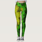Weave Mandala Green en Yellow Leggings (Voorkant)