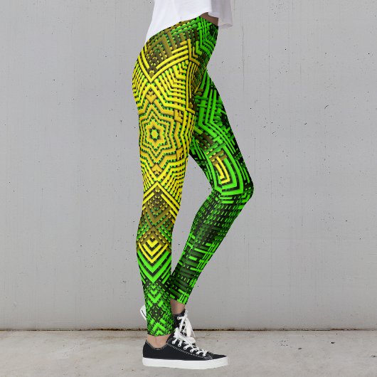 Weave Mandala Green en Yellow Leggings