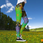 Weave Mandala Green Oranje en Paars Leggings<br><div class="desc">Deze funky mandala heeft groene,  oranje en paarse eigenschappen in een mand-weefstijl. Psychedelische visuals voor de moderne hippie of iedereen die van grove kleuren houdt.</div>