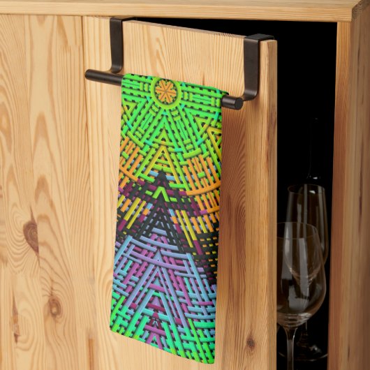 Weave Mandala Green Oranje en Paars Theedoek (Derde Gevouwen)