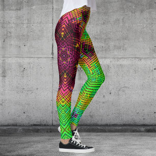 Weave Mandala Green Oranje en Roze Leggings