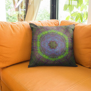 Weave Mandala Green Paars en Blue Kussen