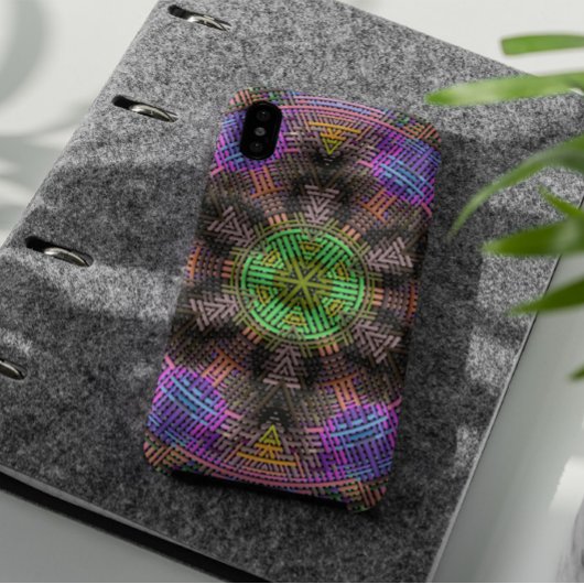 Weave Mandala Green Pink en Blue Case-Mate iPhone Case