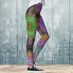 Weave Mandala Green Pink en Blue Leggings