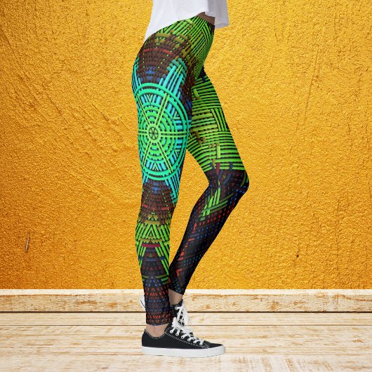 Weave Mandala Green Red en Blue Leggings
