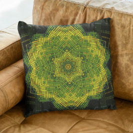 Weave Mandala Green Yellow and Black Kussen