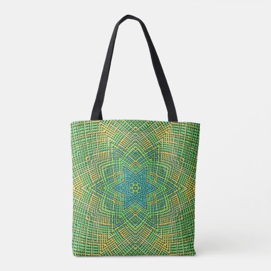 Weave Mandala Green Yellow en Blue Tote Bag (Achterkant)