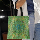 Weave Mandala Green Yellow en Blue Tote Bag