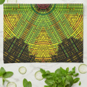 Weave Mandala Green Yellow en Red Theedoek (Gevouwen)