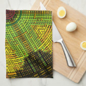 Weave Mandala Green Yellow en Red Theedoek (Quarter Fold)