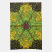 Weave Mandala Green Yellow en Red Theedoek (Verticaal)