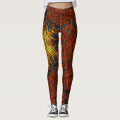 Weave Mandala Oranje Geel en Blauw Leggings (Voorkant)