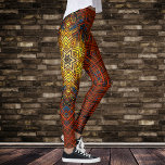 Weave Mandala Oranje Geel en Blauw Leggings<br><div class="desc">Deze funky mandala is oranje,  geel en blauw in een mand-weefstijl. Psychedelische visuals voor de moderne hippie of iedereen die van grove kleuren houdt.</div>