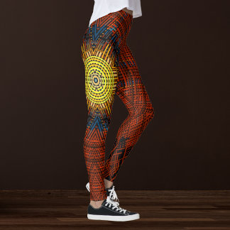 Weave Mandala Oranje Geel en Blauw Leggings
