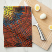 Weave Mandala Oranje Geel en Blauw Theedoek (Quarter Fold)