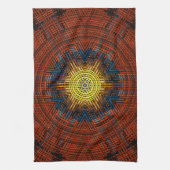 Weave Mandala Oranje Geel en Blauw Theedoek (Verticaal)