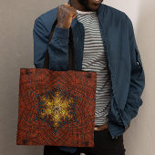 Weave Mandala Oranje Geel en Blauw Tote Bag