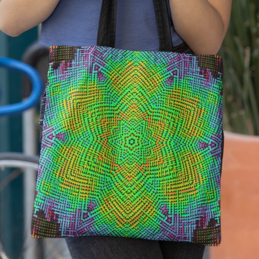 Weave Mandala Oranje Green en Blue Tote Bag
