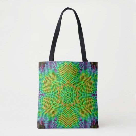Weave Mandala Oranje Green en Blue Tote Bag (Voorkant)