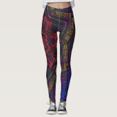 Weave Mandala Paars Yellow Red en Blue Leggings (Voorkant)