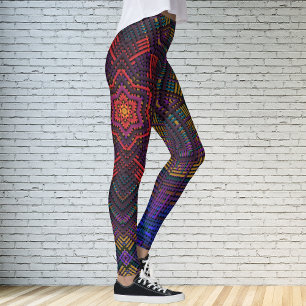 Weave Mandala Paars Yellow Red en Blue Leggings