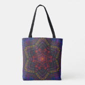Weave Mandala Paars Yellow Red en Blue Tote Bag (Achterkant)