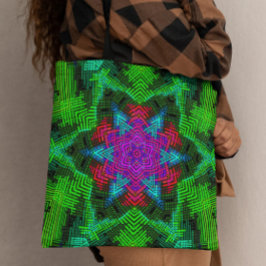 Weave Mandala Pink Blue en Green Tote Bag