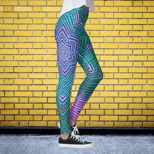 Weave Mandala Pink en Blue Leggings