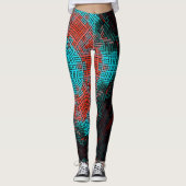 Weave Mandala Red en Blue Leggings (Voorkant)