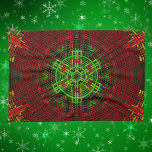 Weave Mandala Red en Green Theedoek<br><div class="desc">Deze funky mandala kenmerkt rood en groen in een mand met weef. Psychedelische visuals voor de moderne hippie of iedereen die van grove kleuren houdt.</div>