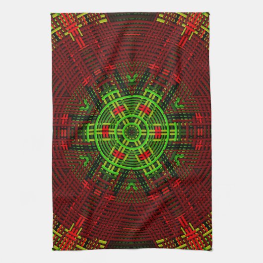 Weave Mandala Red en Green Theedoek (Verticaal)