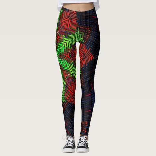 Weave Mandala Red Green en Blue Leggings (Voorkant)