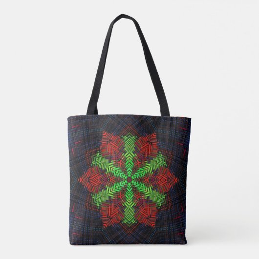 Weave Mandala Red Green en Blue Tote Bag (Achterkant)