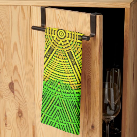 Weave Mandala Yellow en Green Theedoek (Derde Gevouwen)