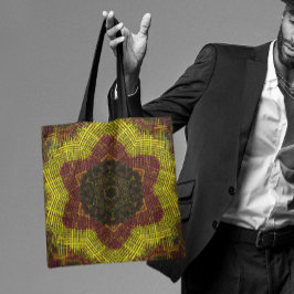 Weave Mandala Yellow en Oranje Tote Bag
