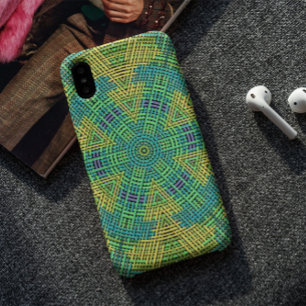Weave Mandala Yellow Green en Blue Case-Mate iPhone Case
