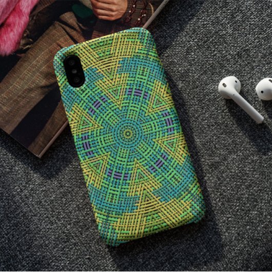 Weave Mandala Yellow Green en Blue Case-Mate iPhone Case