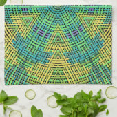 Weave Mandala Yellow Green en Blue Theedoek (Gevouwen)