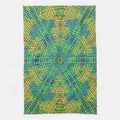 Weave Mandala Yellow Green en Blue Theedoek (Verticaal)