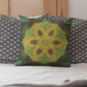 Weave Mandala Yellow Green en Oranje Kussen