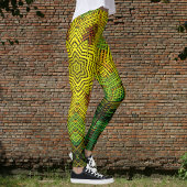 Weave Mandala Yellow Green en Oranje Leggings