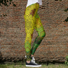 Weave Mandala Yellow Green en Oranje Leggings