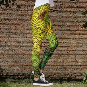 Weave Mandala Yellow Green en Oranje Leggings