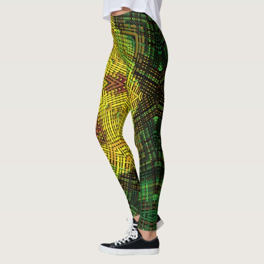 Weave Mandala Yellow Green en Oranje Leggings (Links)