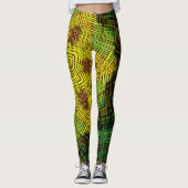 Weave Mandala Yellow Green en Oranje Leggings (Voorkant)