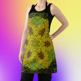 Weave Mandala Yellow Green en Oranje Schort