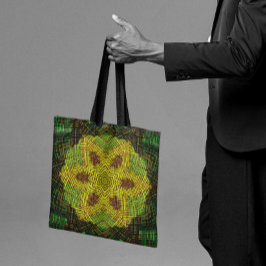 Weave Mandala Yellow Green en Oranje Tote Bag