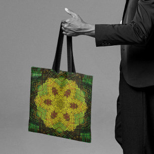 Weave Mandala Yellow Green en Oranje Tote Bag